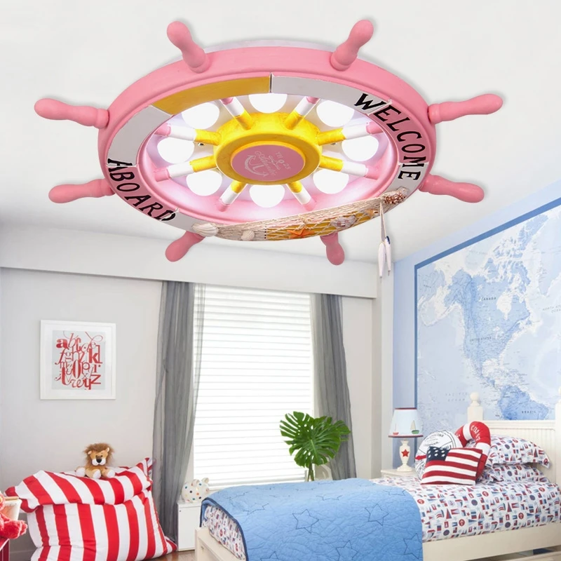 Fun Boat Wheel Ceiling Light Children Room Kids Bedroom Nursery Colored Ceiling Lights lights Lighting Children's Chandeliers