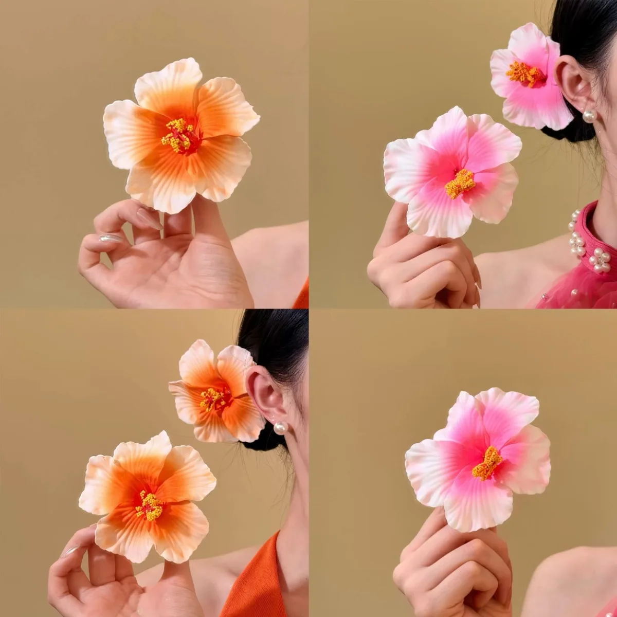 

Hawaii Fu Sang Flower Hair Clips Gradient Color Egg Flower Hairclips Girls Hawaii Party Decor 2026 New Seaside Hair Accessories