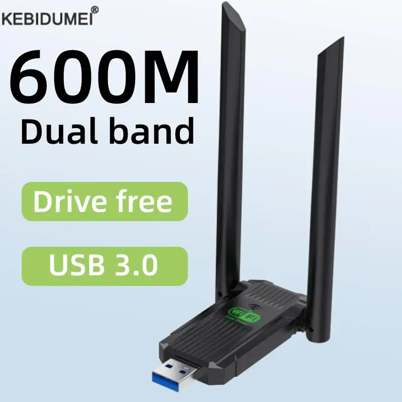 600Mbps USB WiFi Adapter Dual Band 2.4G 5.8GHz Wi-Fi Antenna USB 3.0 Network Card Mini Wireless Receiver PC Accessories