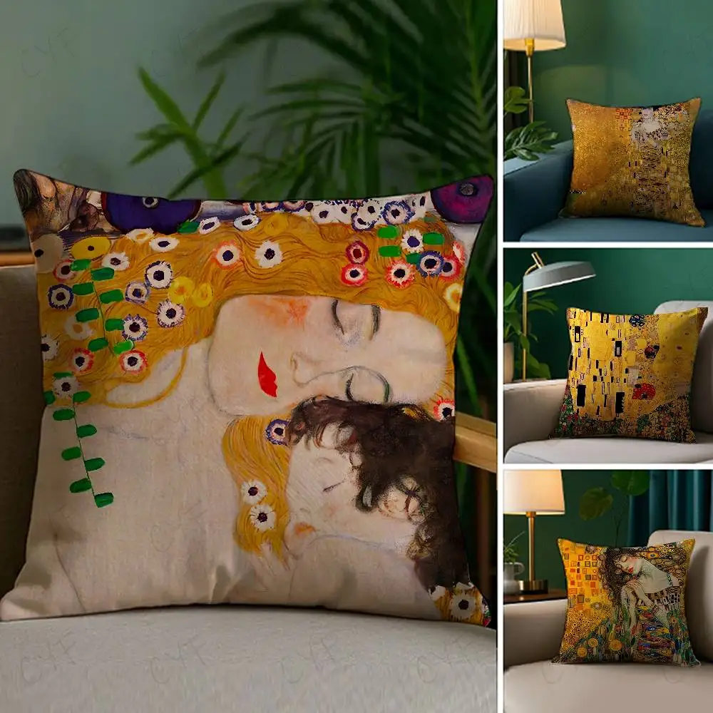 

Gustav Klimt Oil Painting Pillow Case Custom Printed Brushed Fleece Pillow, Baby Skin-Touch, Eco-Friendly Dye-Sublimation Cushio