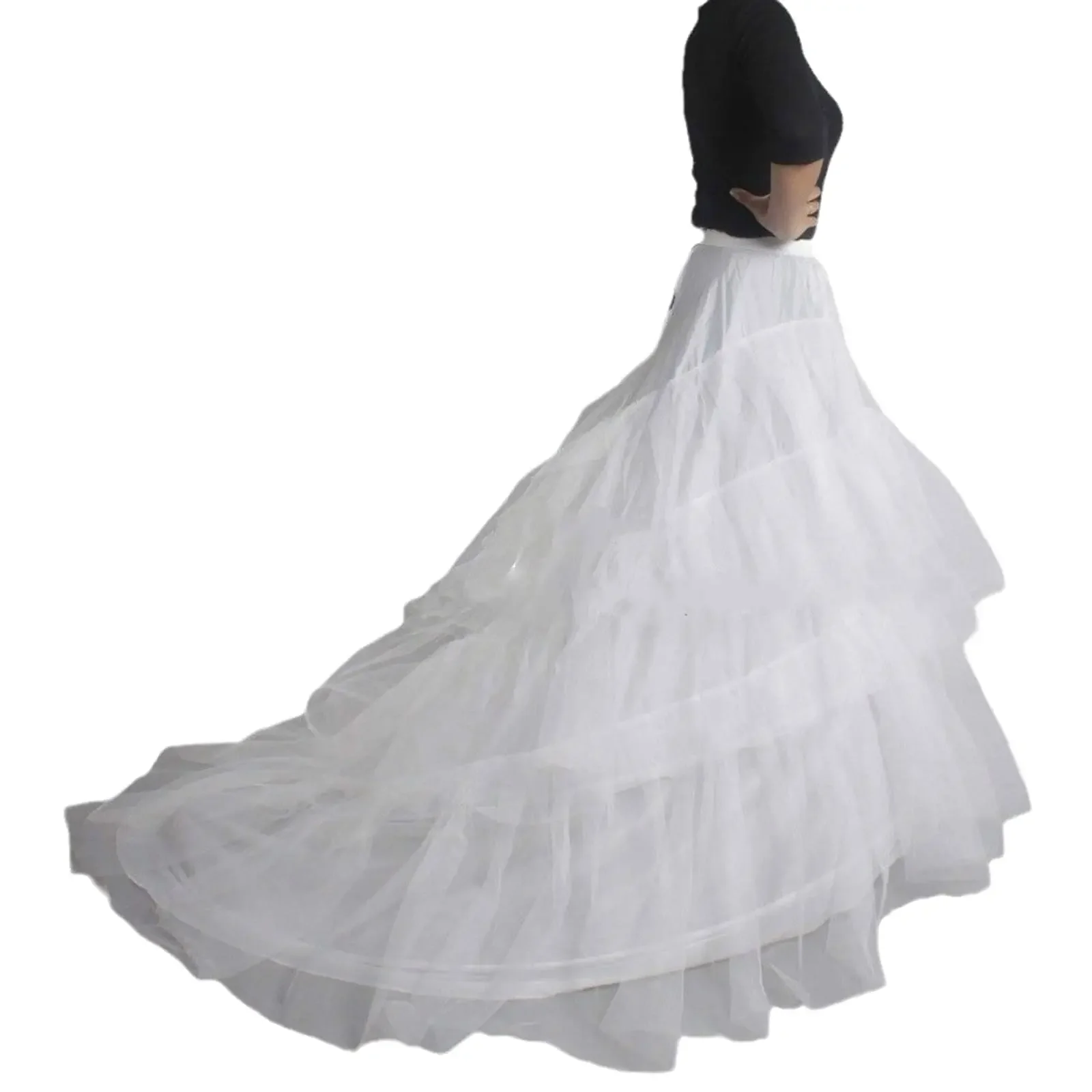 

Women's Crinoline Petticoat White Hoop Skirt Floor Length Ball Gown Slips Underskirt for Wedding Bridal Dress