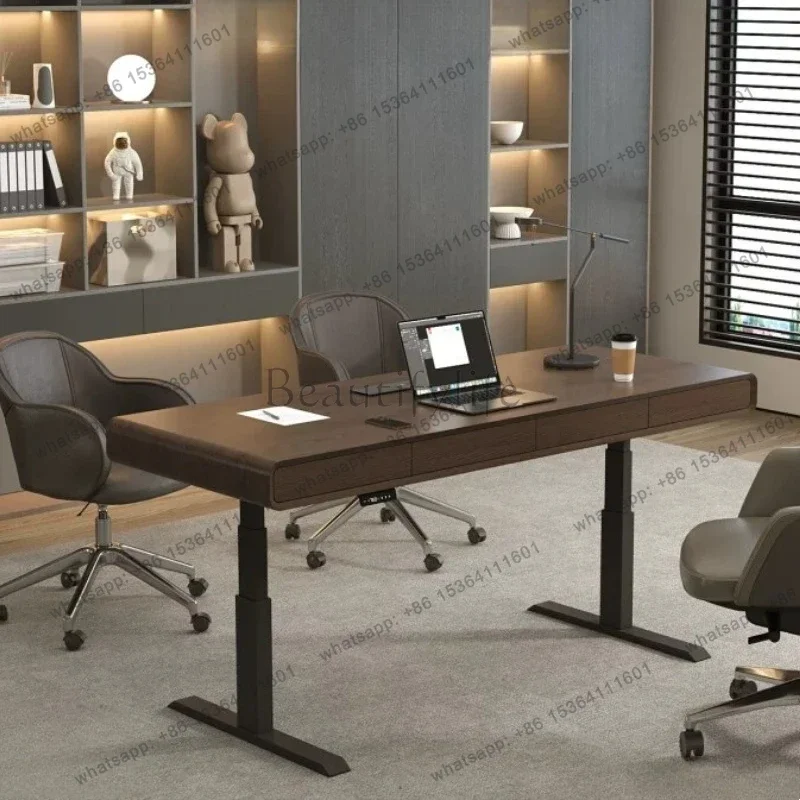 YJ Nordic Smart Electric Lift Office Desk Minimalist Study Executive Computer Desk Light Luxury High-end Work Table Furniture