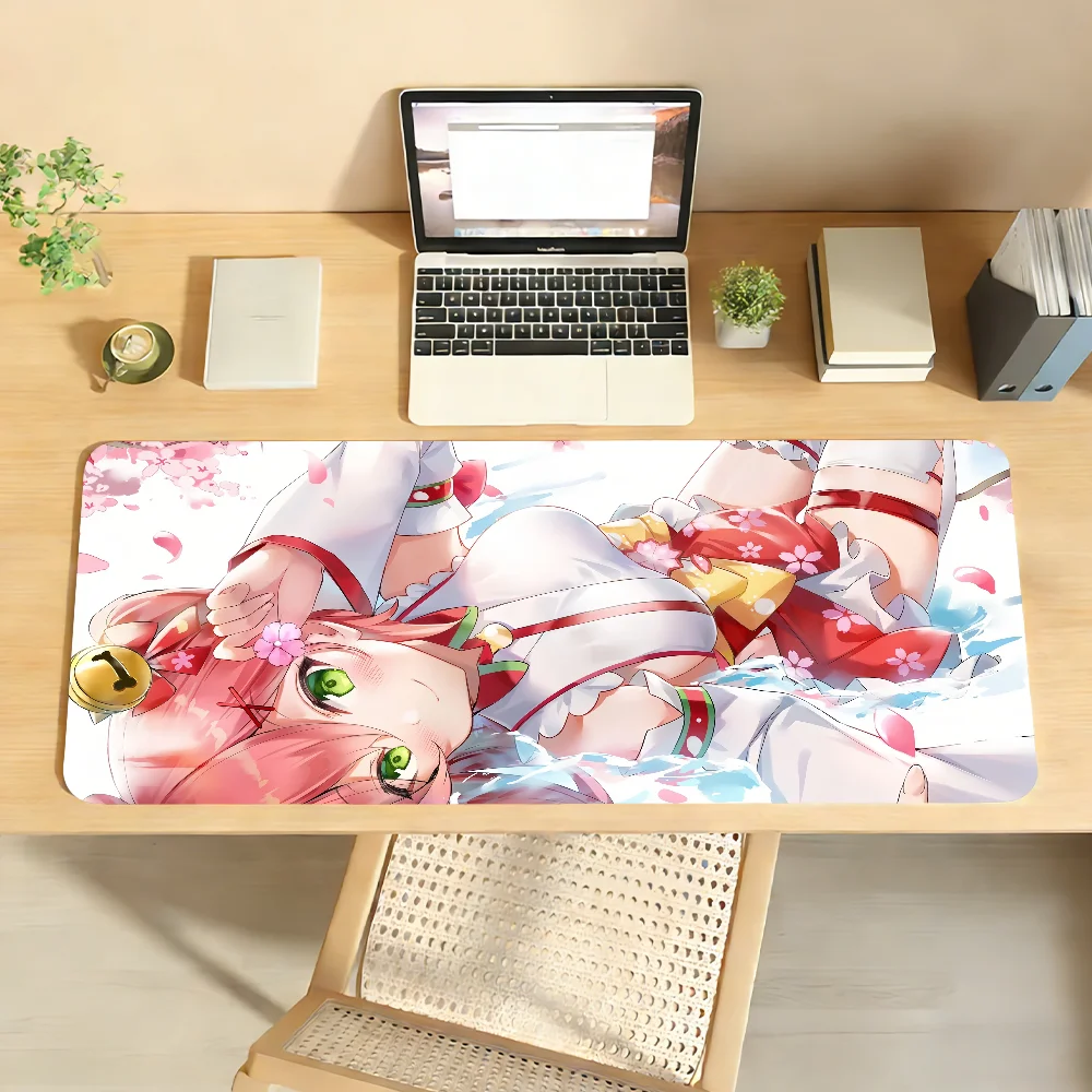 Anime Mouse Pad Gamer XXL Keyboard Mat Pink Short Hair Wink Cute Cat Companion Anime Girl Multi Scene Office Gaming Home Desk
