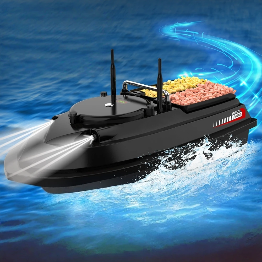 

V066GPS Fishing Boat Auto Record 200 Path Points & 4 Fishing Grounds Dual Antenna 20km/h Brushless 1KM RC Boat for Lake Fishing