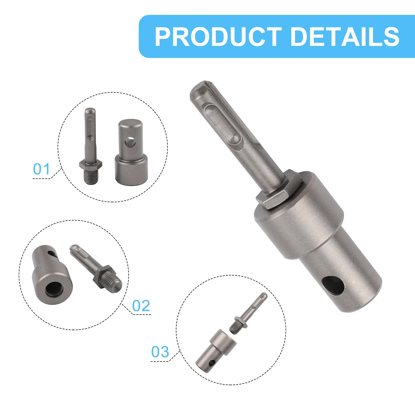 Metal Earth Auger Adapter Tool Compatible with For Impact Wrench and Hammer Machine Featuring 4 Interface Types