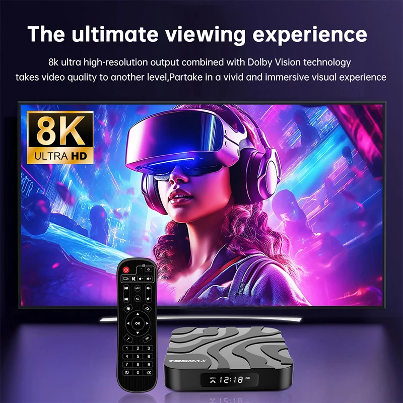 T95 Max Tv Box Android 12 Mendukung 8K 3D 2.4Ghz/5Ghz Dual-Band Wi-Fi 100M Ethernet Bluetooth 5.0 Set Top Box