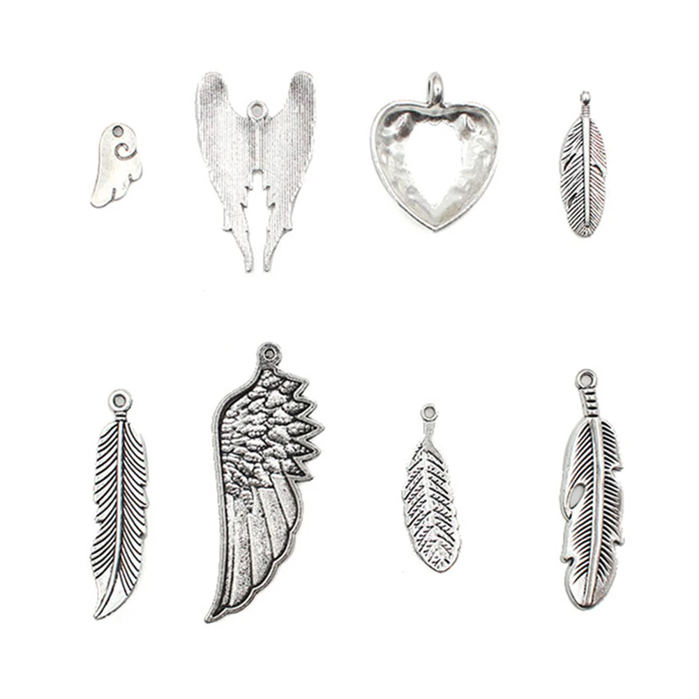 

40pcs Alloy Jewelry Accessories Wing Angel Pendants Diy Bracelet Anklet Necklace Making Silver Eco Friendly Creative