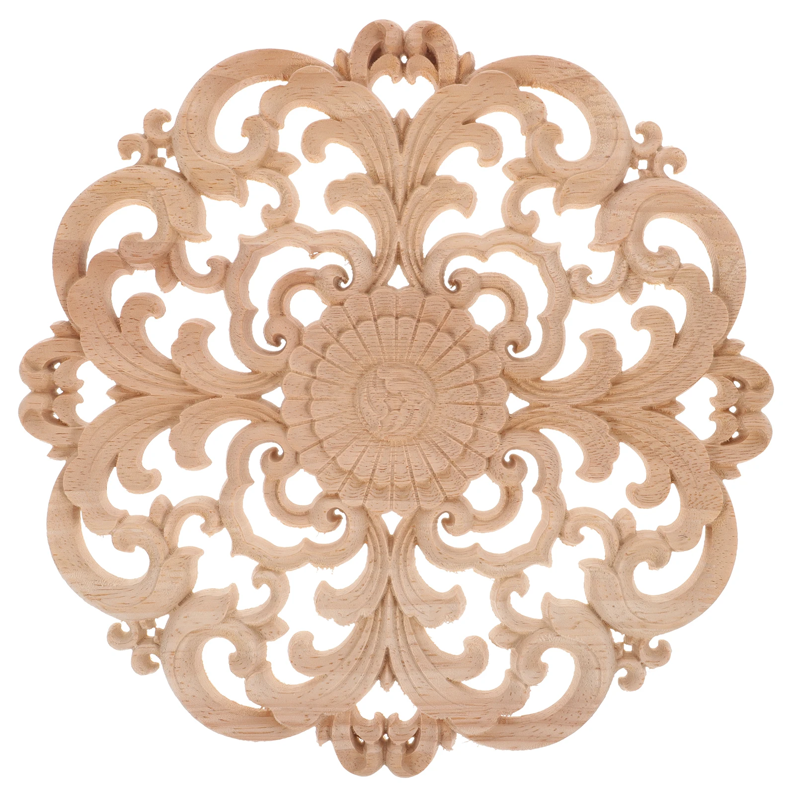 

Wood Carving Decoration Appliques Unpainted Frames Retro Onlay Carved Small Round Furniture Wall Doors Cabinets Sewing Crafts