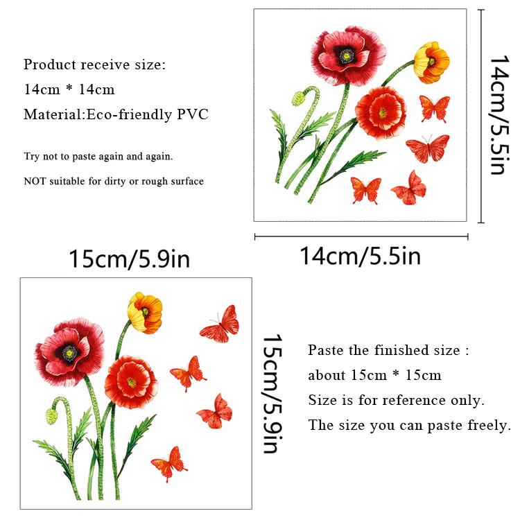 Blumen- und Schmetterlings-Schalteraufkleber für Wohnzimmer, Schlafzimmer, Dekoration, Wandbild, selbstklebende Heimdekoration, Tapeten-Wandaufkleber – Detail 1