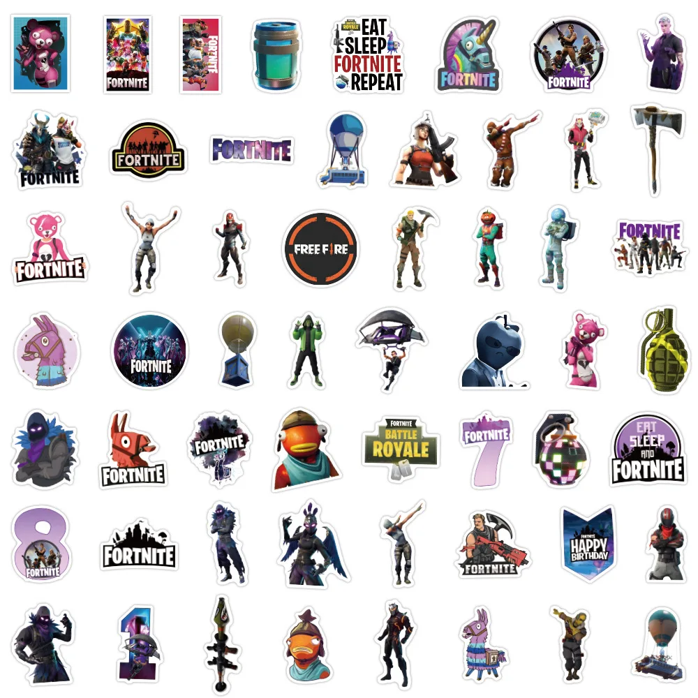 55pcs Cartoon Game Fortnite Decoration Luggage Notebook Waterproof Sticker