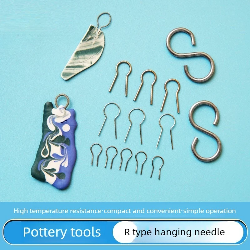 

100pcs,Hanging Roasting R-needle Ceramic Firing Tool,ceramic jewelry DIY pendant hanging needle,tungsten wire resistant hook