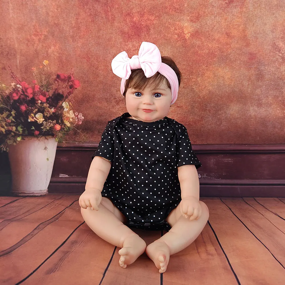 

50CM Maddie Full Body Soft vinyl Reborn Girl Doll Visible Veins vessels and Brown Transplant Hair Children Playmates Toy Gift