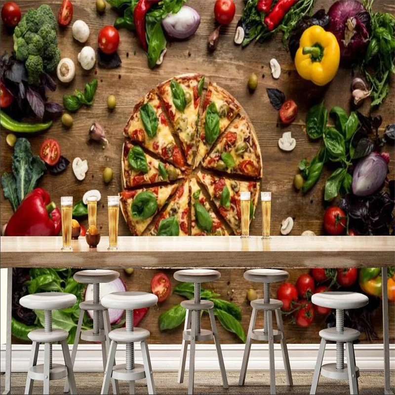 

Custom Size Pizza Store WallPapers 3D Fast Food Restaurant Industrial Decor Mural Wallpaper 3D Snack Bar Wall Paper 3D