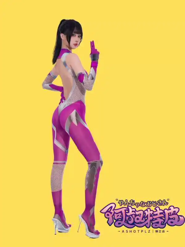 

155-170cm within50kg 10D Thin Sexy Purple Print Lingerie Anime Cosplay Costumes Jumpsuit Tight Hallowen Party Comic Women Cloth