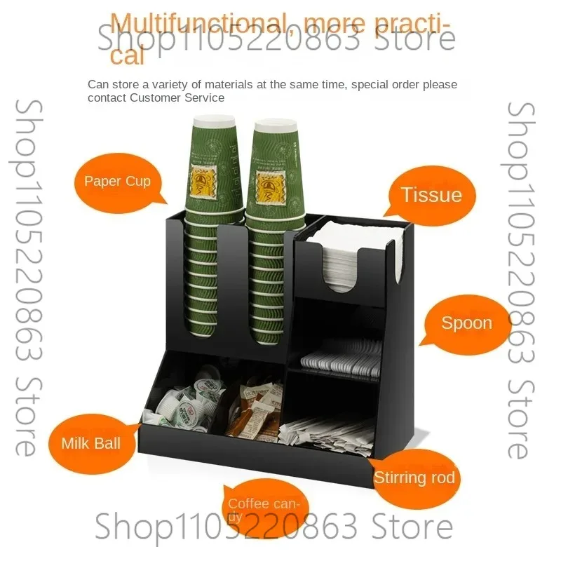 Black Acrylic Cup Holder Multi-compartment Cup Storage Straw Storage Box Coffee Milk Tea Shop Cup Container Rack Home Decor