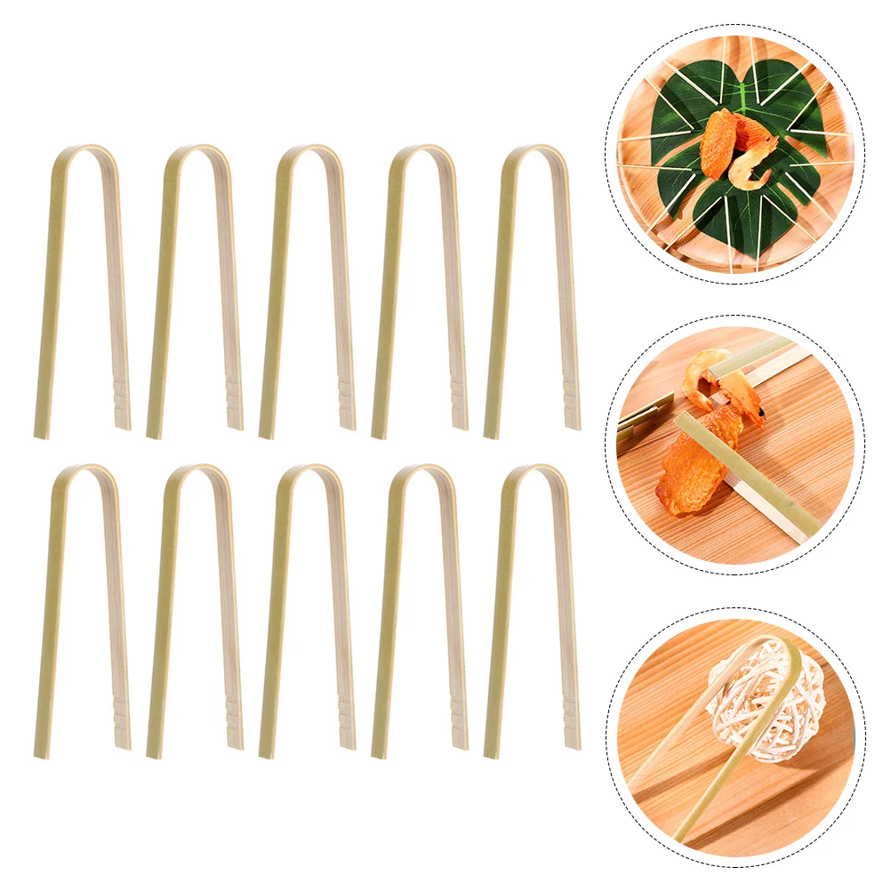 

10Pcs Bamboo Food Clips Long-Lasting Anti-Scald Kitchen Tong Multi-Use Bread Toast Steak Grill Fruits Vegetables Bamboo