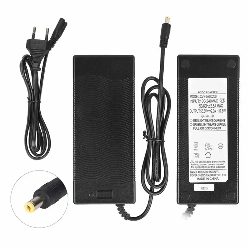 

Зарядное устройство A51Q-Fast Charging 58.8V 2A для электросамоката Kukirin G3, питание от батареи 52V, разъем DC2.1, вилка EU.