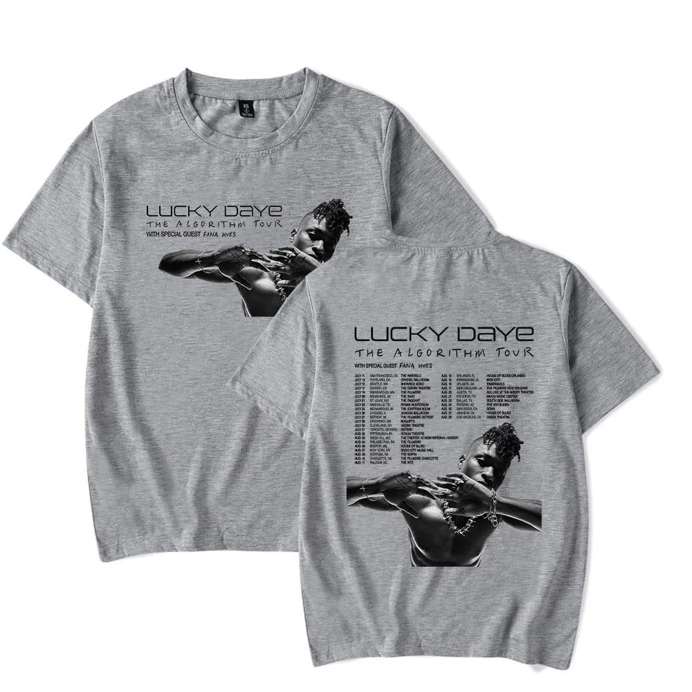 Lucky Daye The Algorithm Tour Merch Kurzarm-T-Shirt, Unisex, modisches Rundhals-Top