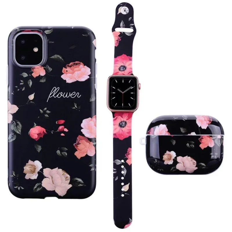 Fhx-vf Horlogeband Strap + Airpods Pro Case Voor Apple Iphone 12 Pro Max 12 Mini Rubber Cover Voor Iphone 11 Pro Xs Max Xr