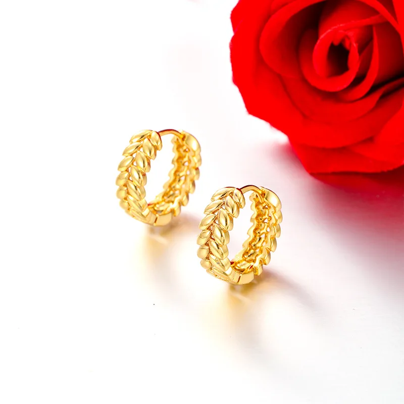 

Роскошные женские простые серьги-кольца из чистого золота 9999 пробы из чистого золота 24 карата