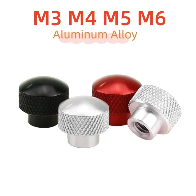 1Pcs Aluminum Alloy Round Head Knurled Thumb Nut M3 M4 M5 M6 Blind Hole High Step Hand Tighten Nut Black/Red/Aluminum Color