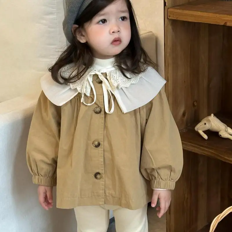 

2025 Autumn New Children Long Sleeve Casual Coat Girls Windbreaker Solid Baby Casual Jacket Fashion Kids Clothes