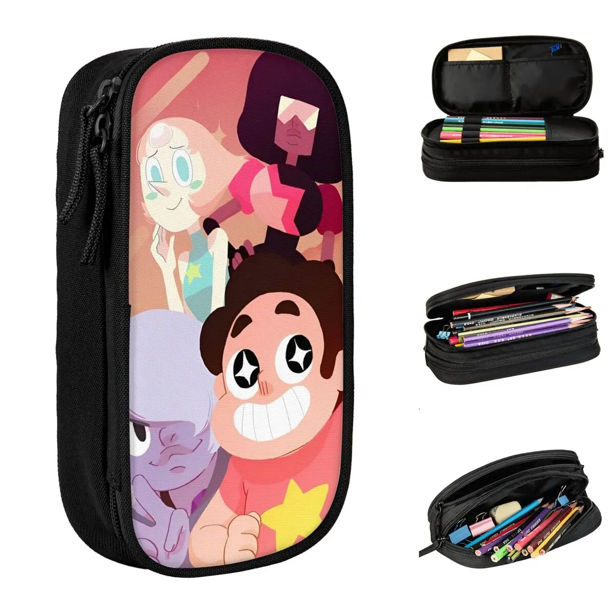 steven-universo-lapis-caso-universidade-caixa-de-lapis-menino-menina-dupla-camada-kawaii-escola-lapis-casos-design-suprimentos