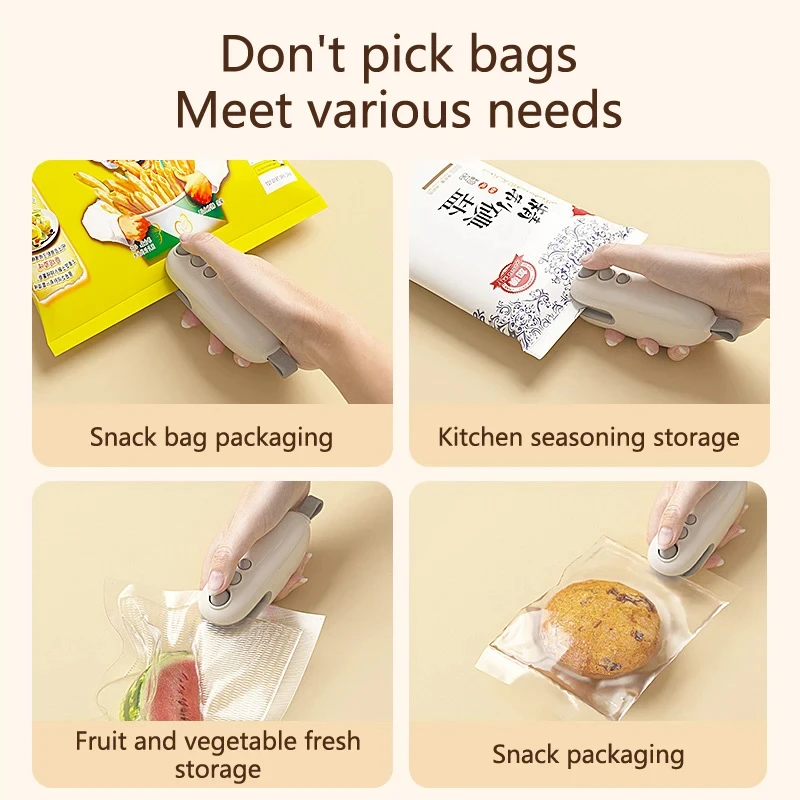 Xiaomi Mijia Portable Heat Sealing Machine Mini Bag Sealer Food Vacuum Sealer Seal Packing Plastic Sealer Household Bag Clips