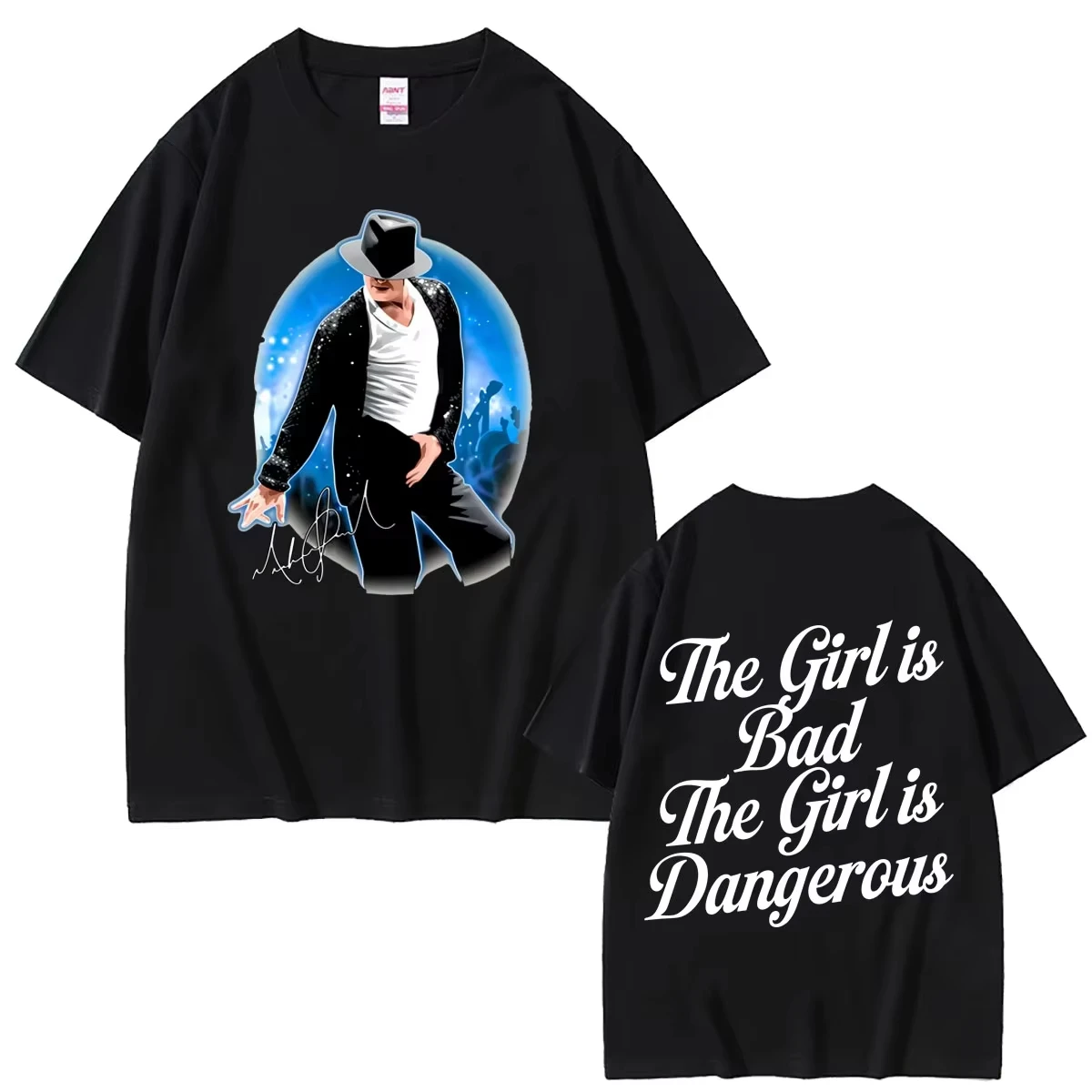 Unisex Vintage Gothic Rock Streetwear T-Shirt mit klassischem Michael Jackson The Girl Is Bad The Girl Is Dangerous Grafik-T-Shirt