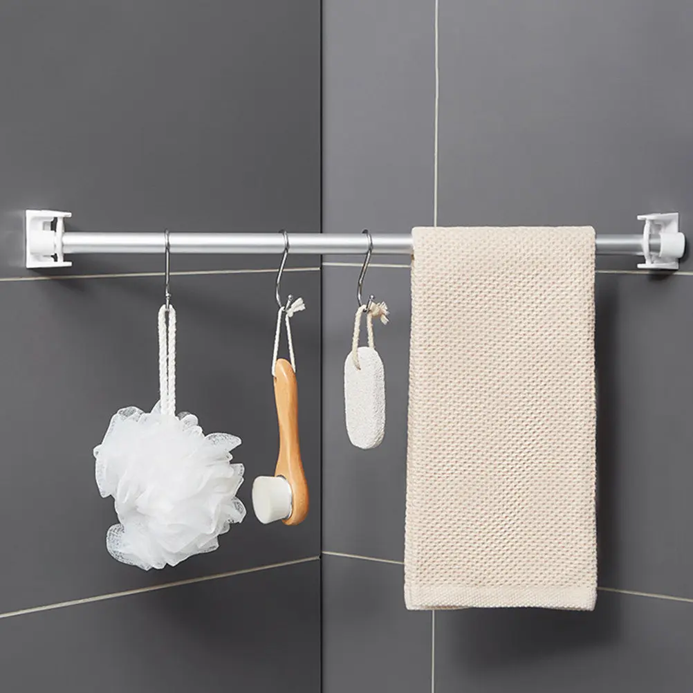 4Pcs Punch Free Rotatable Ring Hooks Adhesive Wall Mount for Kitchen Bathroom Bedroom Multipurpose Telescopic Rod Holders