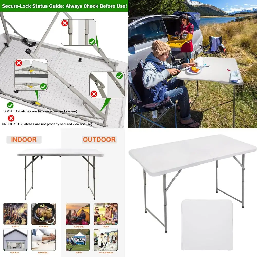 

Портативный складной пластиковый стол для пикника длиной 1,2 м для вечеринок на открытом воздухе и кемпинга