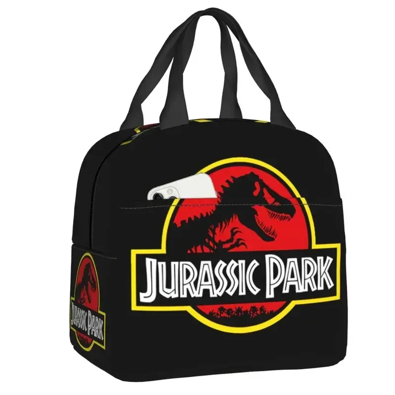 Jurassic Park Logo Lunch World Cooler Thermal Insulated Lunch Box for Women Kids Work School Beach Camping Travel Food Tote Bags