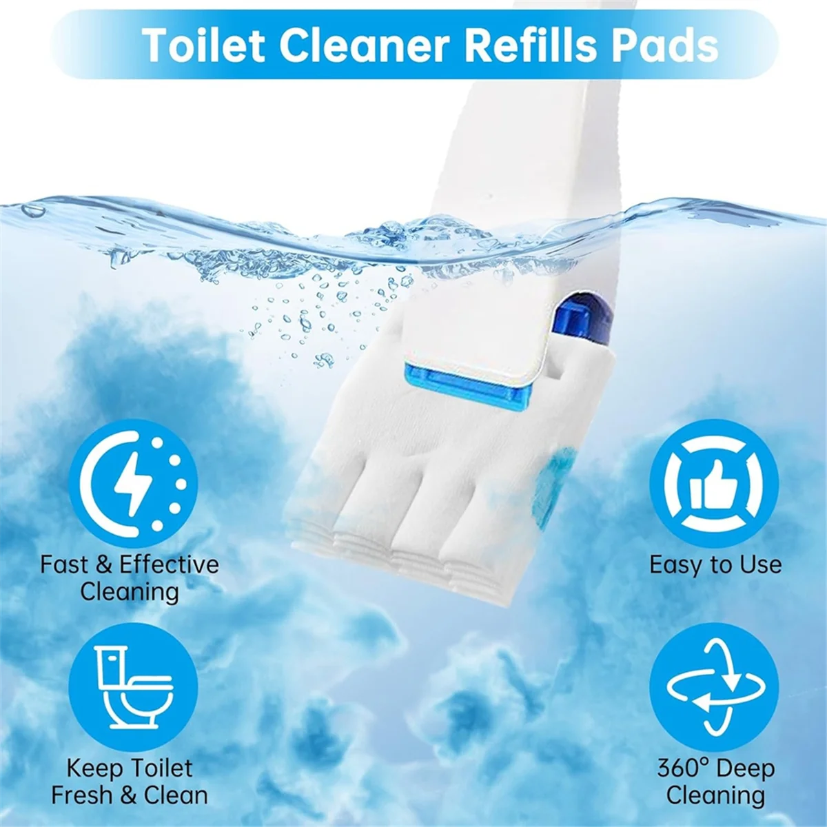 A77I 24 Pack Flushable Refills for Toilet Bowl Brush, Disposable Cleaner Refills Pads
