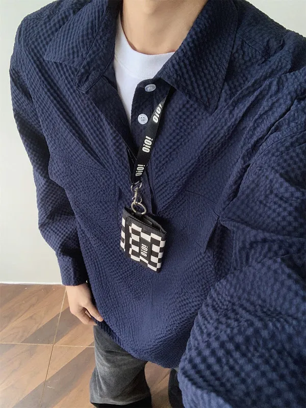 

Cleanfit Long Sve Bubble irt Men's Autumn Trendy Brand Haome Workwear Overhead irt k Blue Loose Fit Outdoor...