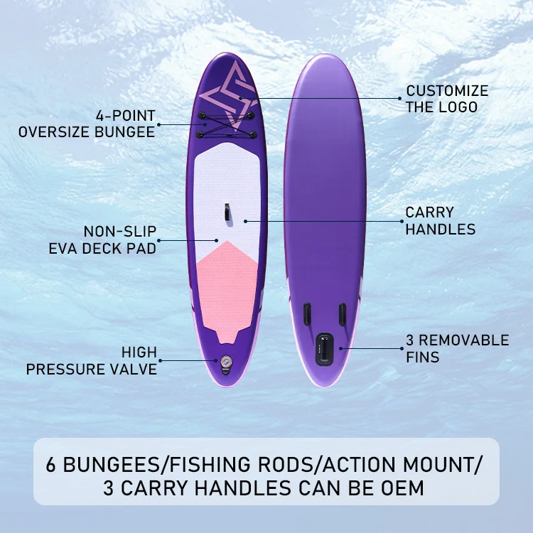 팽창식 서핑보드, SUP 보드 드롭 심 구조 미끄럼 방지 EVA 데크 가족용 패들 보드 10'6"
