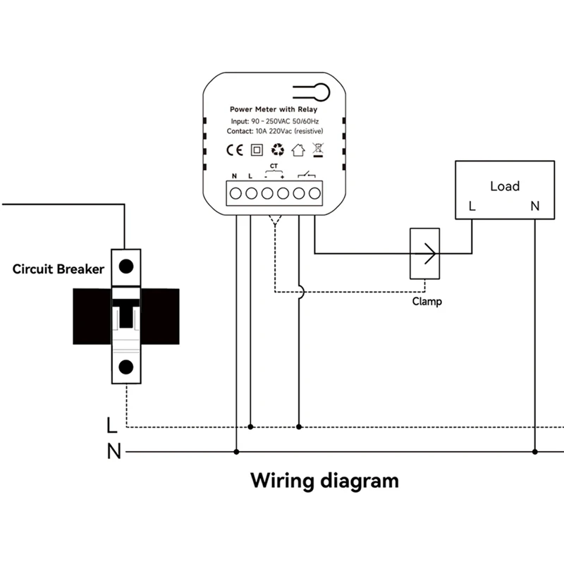 TUYA Smart Life meteran energi Wifi 80A, dengan On/Off 1 Transformer PV Solar bi-directional multifungsi pengukur energi mudah dipasang