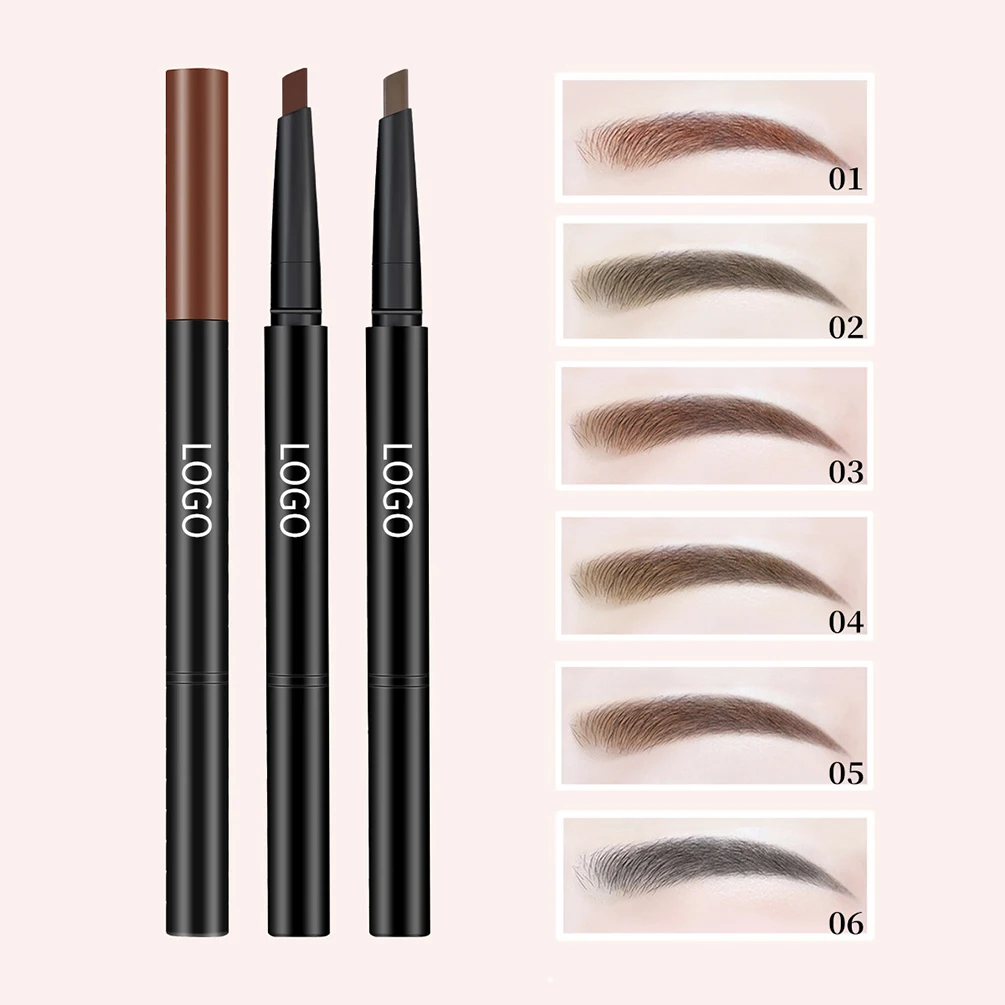 6-color Private Label Eyebrow Pencil Custom Logo Sweat-proof Smudge-proof Dual-ended Retractable Pencil with A Firm Tip Makeup