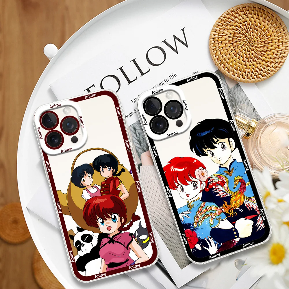 Anime R-Ranma Phone Case for Samsung S24 S23 S22 S21 A55 A54 A35 FE PLUS ULTRA Transparent Bezel Shell