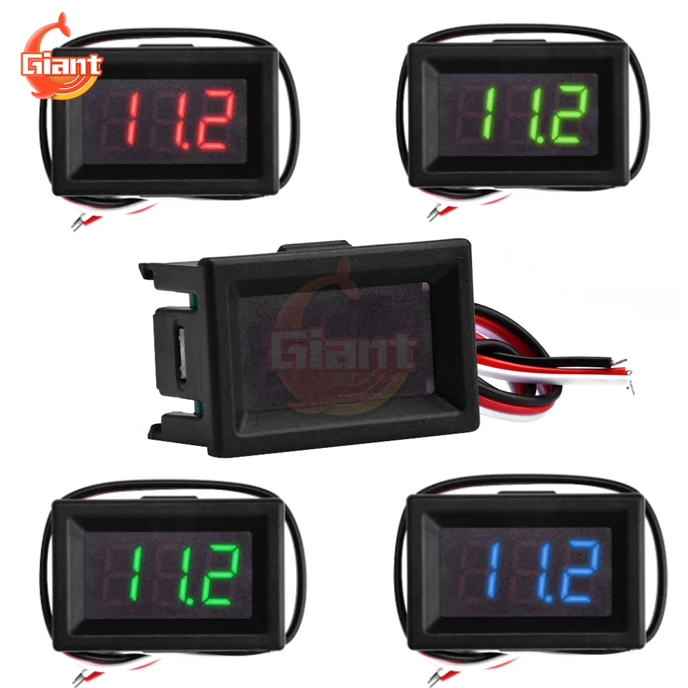 DC 0-30V Digital Voltmeter 0.36 Inch 3-wire Voltage Meter Panel LED Display Auto Car Volt Voltage Current Meter Tester Detector