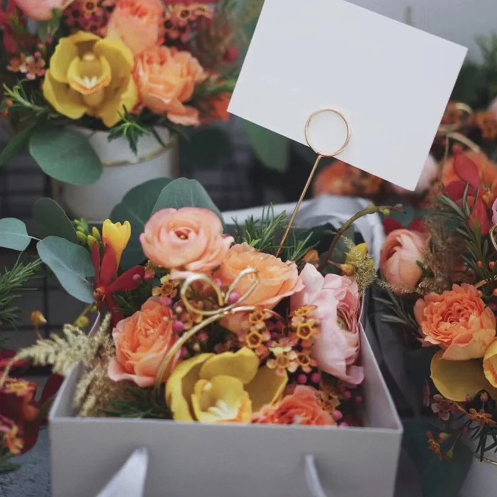 30 قطعة حاملي بطاقات الأزهار المعدنية مقاطع زهرة مذكرة صور بطاقة تقف لحفل الزفاف حفلة موسيقية عيد ميلاد مهرجان الأزهار هدية ديكور للطاولات #1