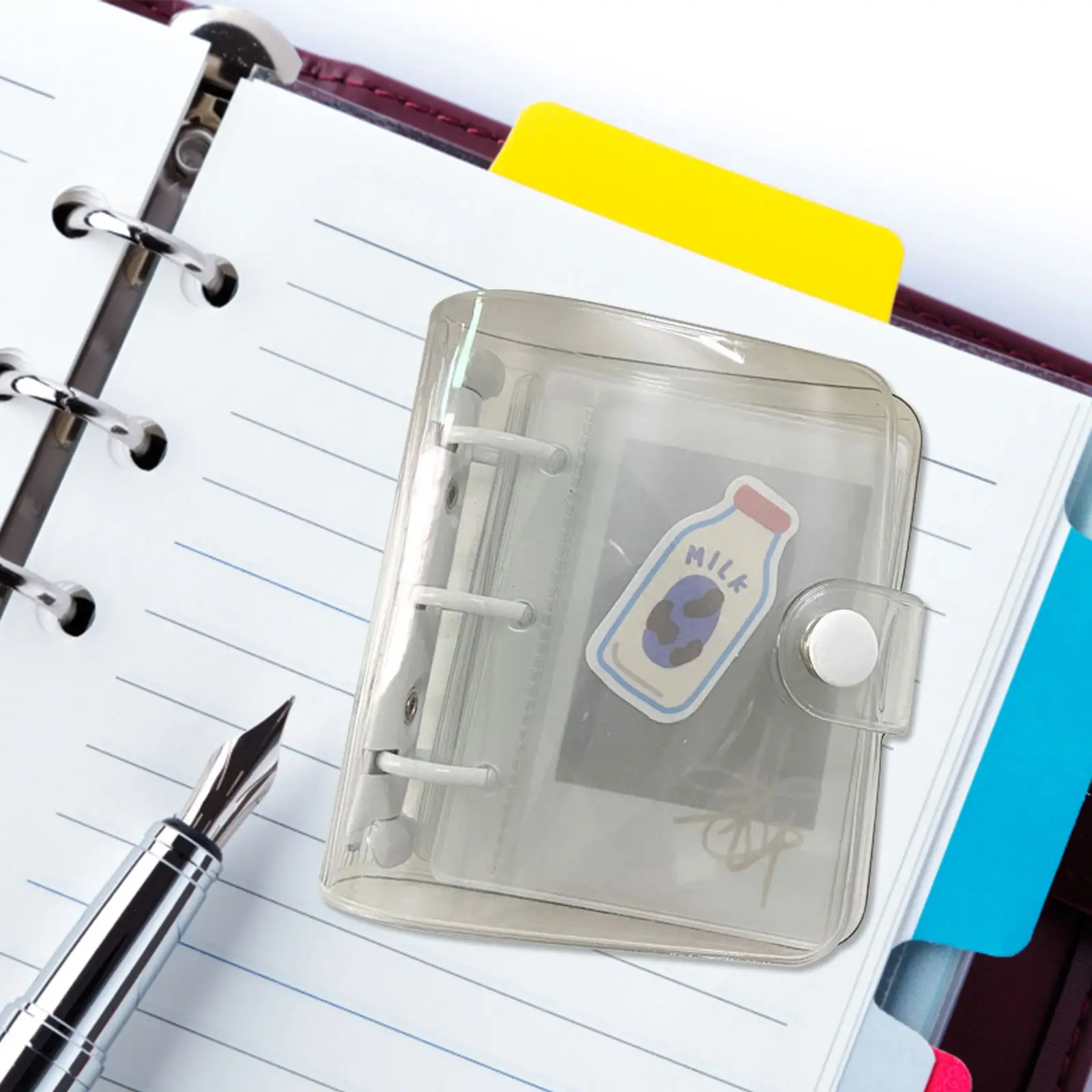 10 Pcs Binder Substitute Paper PVC Transparent Pocket 3 Hole Loose Leaf Mini Insert Book Envelope Storage Office Travel