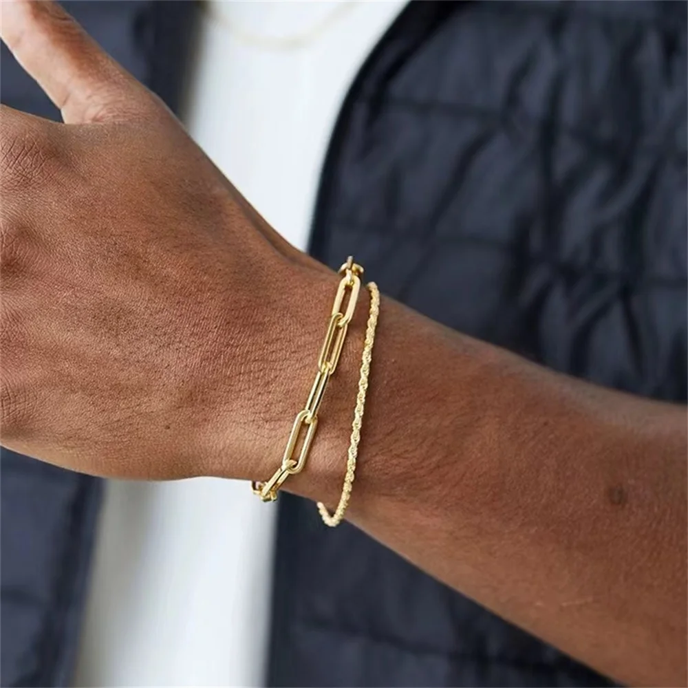 Mehrschichtiges Titanstahl-Kettenarmband für Männer, Goldfarbenes Gedrehtes Edelstahlarmband, Party-Schmuckarmband für Frauen – Detail 3