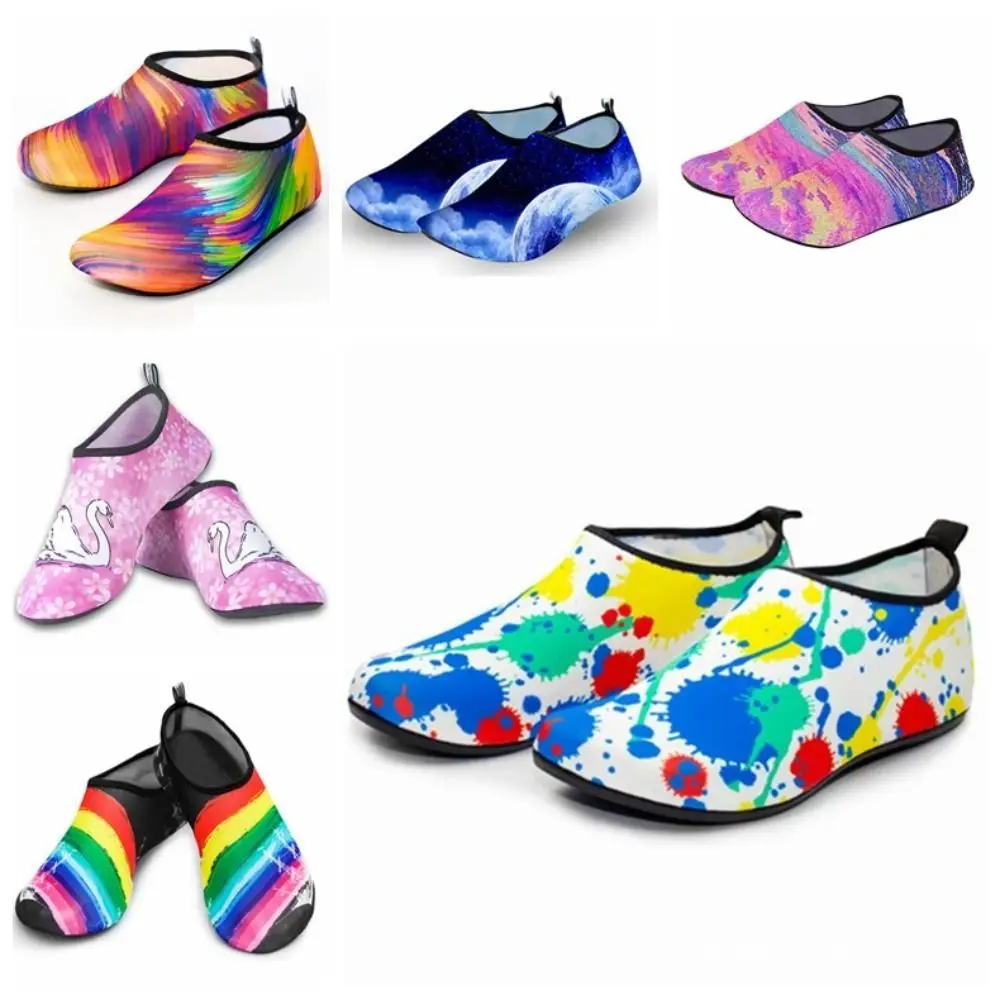 1 Pair of Dance 26cm Aqua Shoes XXL Barefoot Sport Socks Quick Drying Rainbow Color Beach Socks Shoes Water Sport