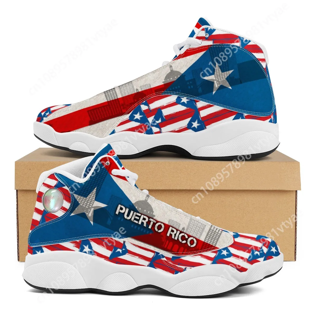 Zapatillas de baloncesto con estampado de bandera de Puerto Rico para niños, zapatos de tenis POD para hombres y adolescentes, regalo personalizado, zapatos para correr, envío directo