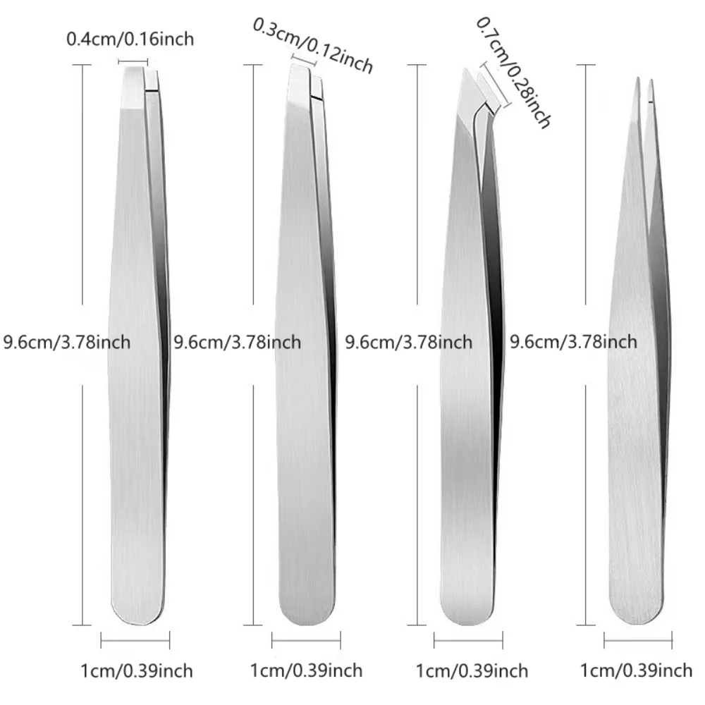 A Four-piece Precision Tweezers set - Professional Stainless Steel Eyebrow Tweezers, Multi-purpose Eyebrow Trimmers