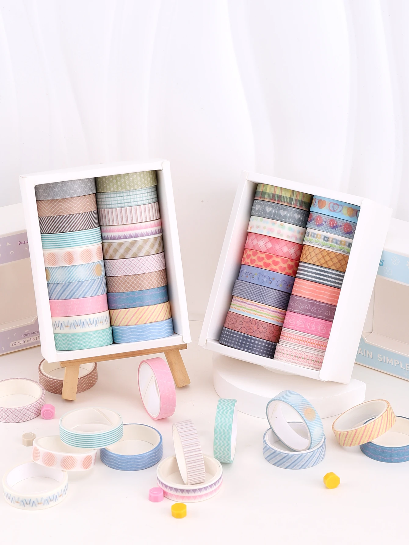 20rolls/Box Colorful Slim Washi Tape Set Masking Tape For Journaling, Scrapbooking And Notebooks Cute Stationery Washi Tape