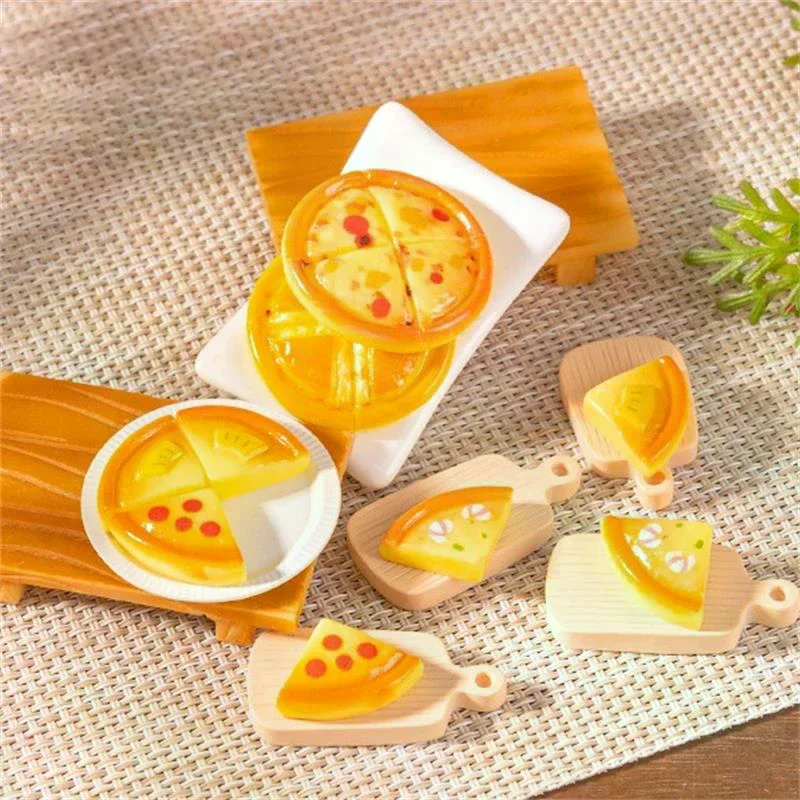 10 قطعة لطيف محاكاة البيتزا الغذاء دمية اللعب نماذج مصغرة الحلي ديكور DIY بها بنفسك الراتنج اكسسوارات الاطفال اللعب منزل اللعب هدية #4