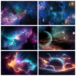 Universe Space Photography Background Cosmic Galaxy Planets Night Starry Sky Moon Milky Way Star Birthday Backdrop Photo Studio