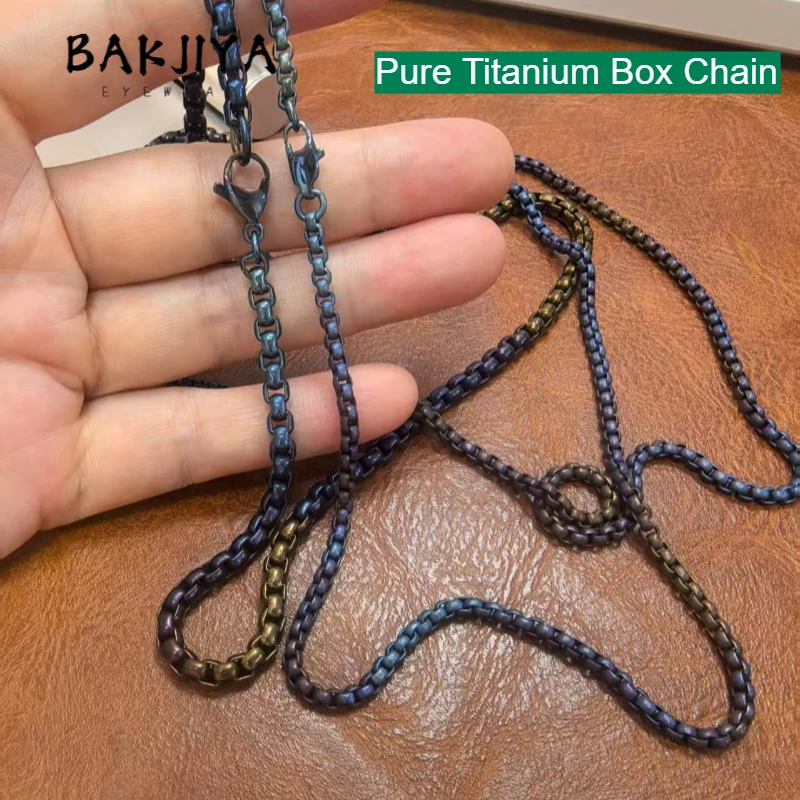 

Цепочка-бокс из чистого титана 4 мм, цвет «обожженный синий» — легкая, приятная к коже, комфортная, в стиле хип-хоп, модная, для мужчин и женщин, 60 см