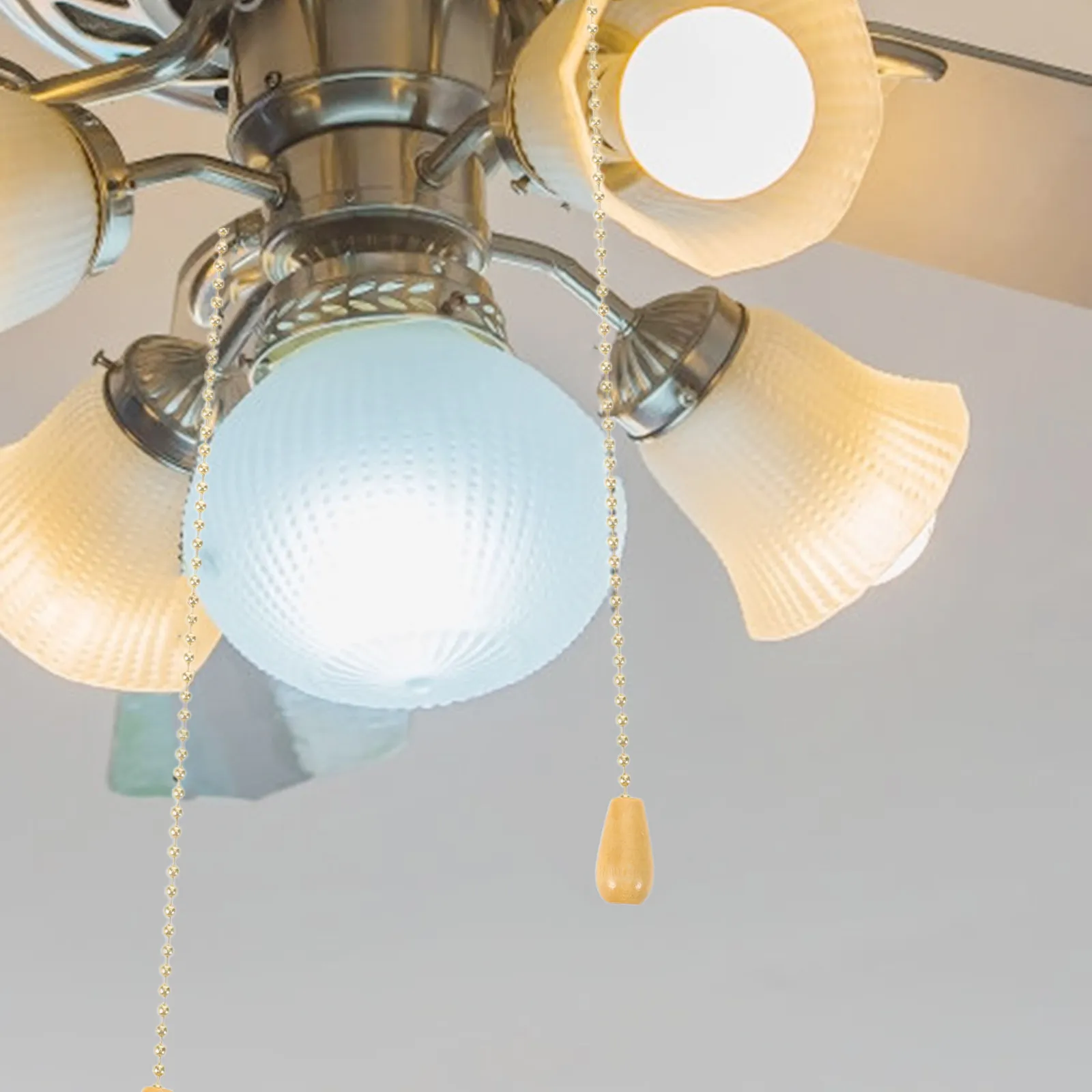 

145Cm Wooden Beaded Pull Chain for Ceiling Fan Lamp Light Extension Decorative Pendant Rustic Natural Wood Handle Stylish Energy